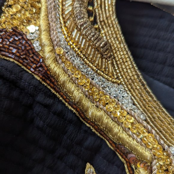 vintage embroidered black jacket gold embroidery hand made golden jeet - Picture 6 of 6